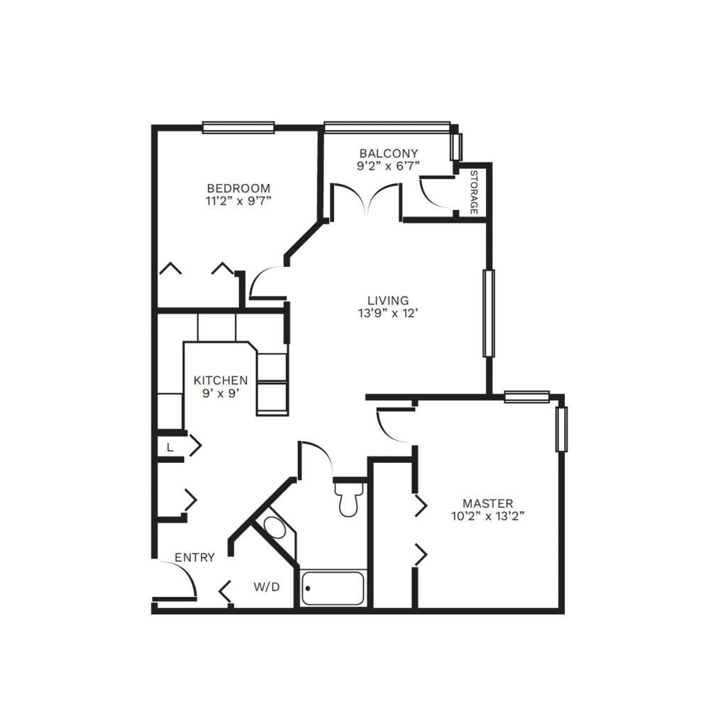 An illustrated two-bedroom floor plan image of "Royale I"