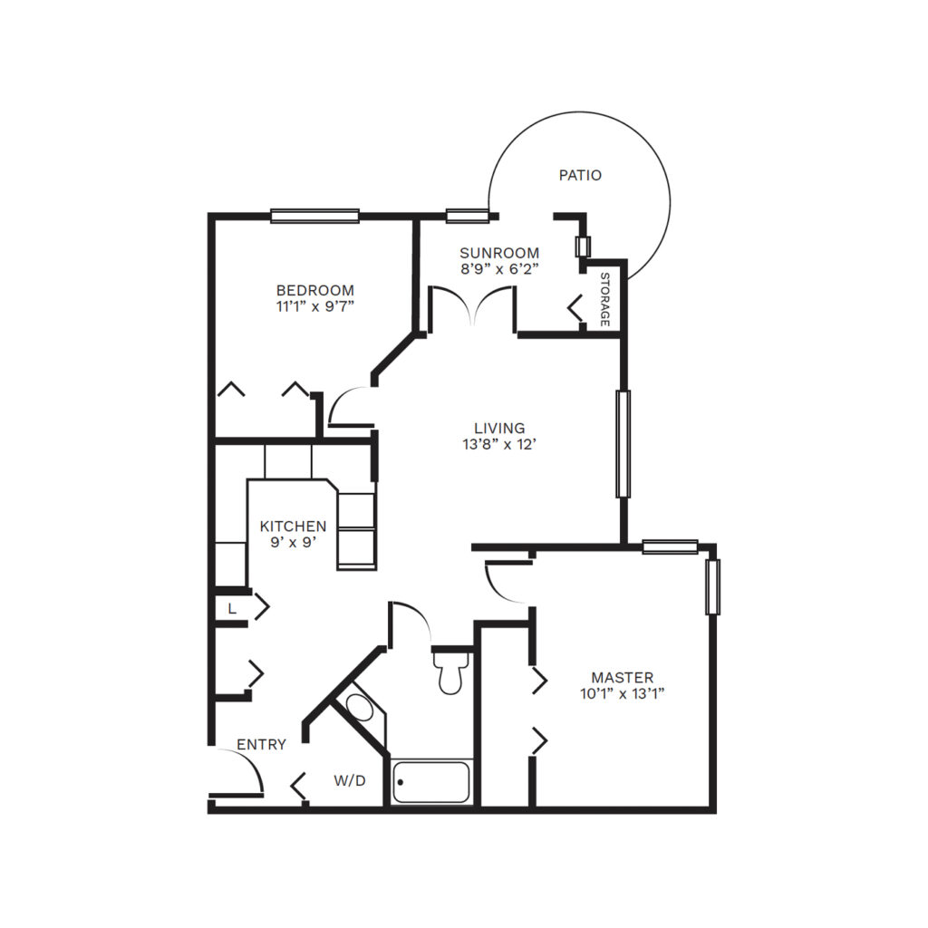 An illustrated two-bedroom floor plan image of "Royale II"